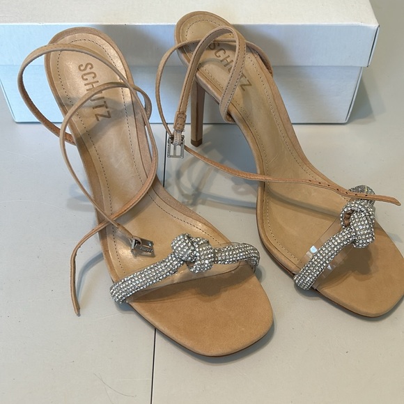CLOSET CLOSING Revolve Schutz Peaky Sandal in Light Nude Sz 10 - Picture 2 of 5